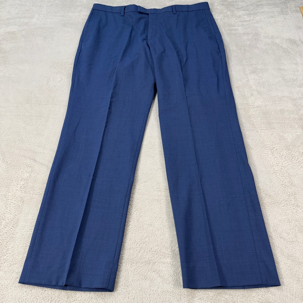 Banana Republic Men 36x30 Slim Fit Blue Stretch Wool Dress Pants Stain Resistant